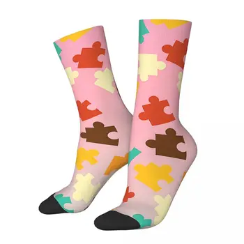 Счастливые ретро-пазлы, розовые сумасшедшие мужские носки, унисекс, пазлы, Harajuku, бесшовные, с принтом, новинка, носки для экипажа, подарок для мальчиков