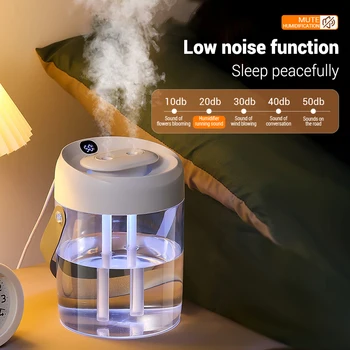 Ультразвуковой увлажнитель воздуха для спальни объемом 2000 мл, диффузор с индикатором влажности, ночник, настольный ароматерапевтический диффузор