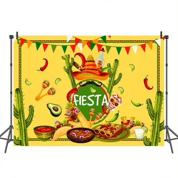 Фон для вечеринки Mocsicka Fiesta, Мексиканская шляпа, Вкусная еда, баннер с кактусом, декорации для фотосъемки, Студийные съемки