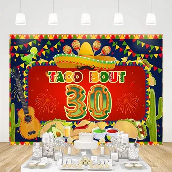 Фон с 30-м Днем Рождения Баннер Taco Bout 30 Carnivals Мексиканский Кактус Фоновое украшение для фотосъемки Принадлежности для вечеринок