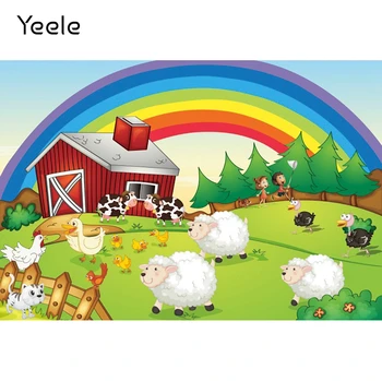 Фотосессия Yeele, фоны для душа ребенка, ферма, овцы, Радуга, декор для вечеринки по случаю Дня рождения, фотографический фон, Фотостудия
